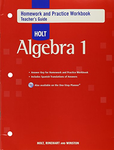 Product Cover Homework Practice Workbook, Teacher Guide, Algebra 1