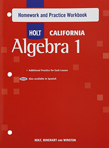 Product Cover Holt Algebra 1: Homework and Practice Workbook Algebra 1