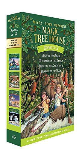 Product Cover Magic Tree House Boxed Set, Books 5-8: Night of the Ninjas, Afternoon on the Amazon, Sunset of the Sabertooth, and Midnight on the Moon