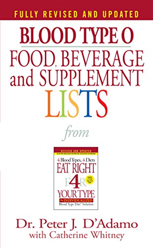 Product Cover Blood Type O Food, Beverage and Supplement Lists (Eat Right 4 Your Type)