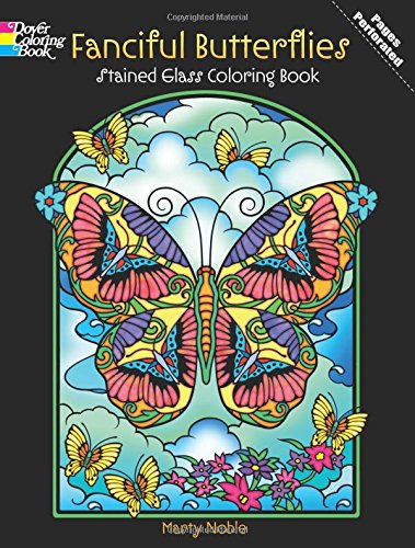 Product Cover Dover Stained Glass Color Book Fancy Butterflies (DP486494) (Dover Nature Stained Glass Coloring Book)