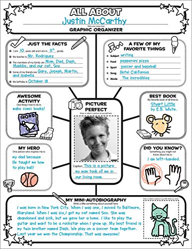 Product Cover Graphic Organizer Posters: All-About-Me Web: 30 Fill-in Personal Posters for Students to Display with Pride