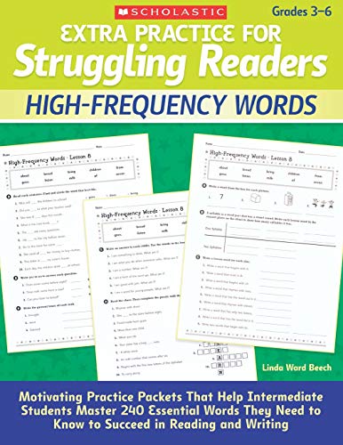 Product Cover Extra Practice for Struggling Readers: High-Frequency Words: Motivating Practice Packets That Help Intermediate Students Master 240 Essential Words They Need to Know to Succeed in Reading and Writing