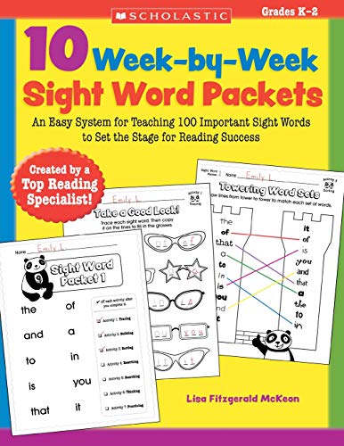 Product Cover 10 Week-by-Week Sight Word Packets: An Easy System for Teaching 100 Important Sight Words to Set the Stage for Reading Success