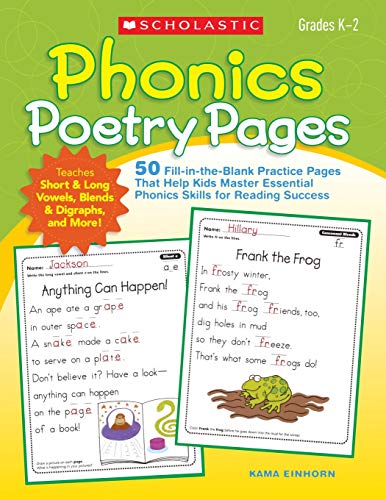 Product Cover Phonics Poetry Pages: 50 Fill-in-the-Blank Practice Pages That Help Kids Master Essential Phonics Skills for Reading Success