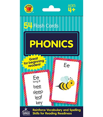 Product Cover Carson Dellosa - Phonics Flash Cards - 54 Cards, Sight Words, Learn to Read for Preschool and Kindergarten Toddlers, Ages 4+ with Bonus Game Card