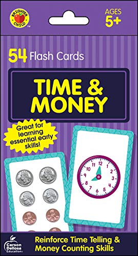 Product Cover Carson Dellosa - Time and Money Flash Cards - 54 Cards for Telling Time on Digital and Analog Clocks, Counting Money, Reading Numbers, Ages 5 and up