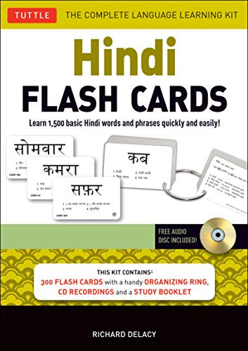 Product Cover Hindi Flash Cards Kit: Learn 1,500 basic Hindi words and phrases quickly and easily! (Audio CD Included)