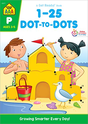 Product Cover School Zone - Numbers 1-25 Dot-to-Dots Workbook - Ages 3 to 5, Preschool to Kindergarten, Connect the Dots, Numbers, Numerical Order, Counting, and More (School Zone Get Ready!TM Book Series)
