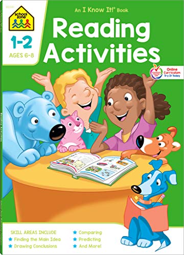 Product Cover School Zone - Reading Activities 1-2 Workbook - 64 Pages, Ages 6 to 8, 1st Grade, 2nd Grade, Comprehension, Comparing, Contrasting, Evaluating, and More (School Zone I Know It!® Workbook Series)
