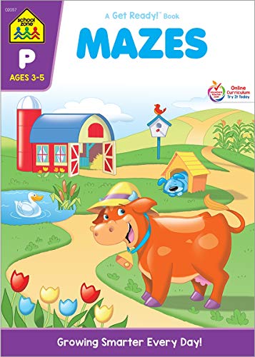 Product Cover School Zone - Mazes Workbook - Ages 3 to 5, Preschool to Kindergarten, Fine Motor Skills, Attention to Detail, Observation, Illustrations and More (School Zone Get Ready!TM Book Series)