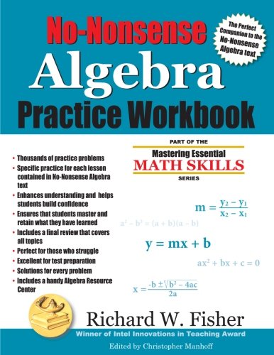 Product Cover No-Nonsense Algebra Practice Workbook: Part of the Mastering Essential Math Skills Series