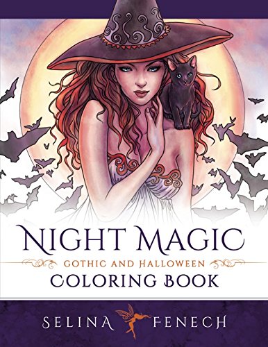 Product Cover Night Magic - Gothic and Halloween Coloring Book (Fantasy Coloring by Selina)