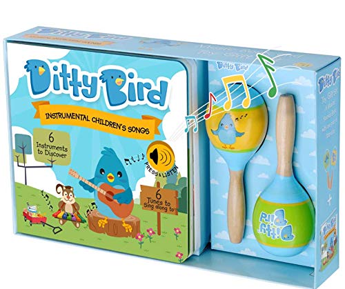 Product Cover DITTY BIRD Our Best Gift Box:  Interactive Instrumental Kids Songs Book & Toy Maracas for Babies. Educational  Sing Along Toys for   Baby, Toddler, 1 Year Old. Birthday Gift for 1 Year Old Boy Girl