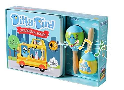 Product Cover DITTY BIRD Our Best Gift Box:  Interactive Children's Songs Book & Toy Maracas for Babies. Baby Musical Sound Book with Touch Sensor. Birthday Gifts for   one Year Old. 1 Year Old boy Girl Gifts