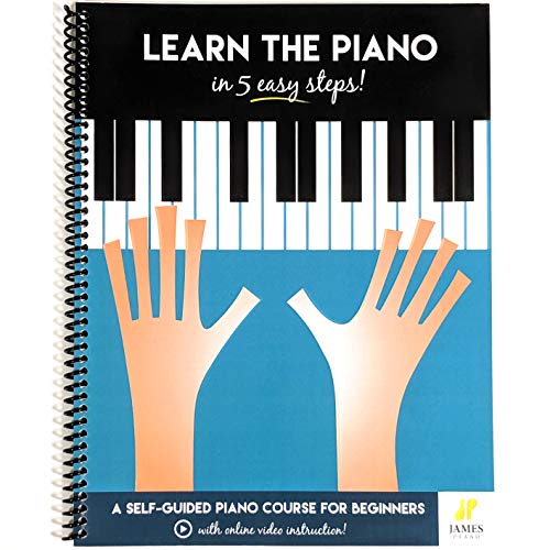 Product Cover Piano: Learn The Piano in 5 Easy Steps: A Self-Guided Piano Course for Beginners (with Online Video Instruction - Piano Learning Books for Beginning Piano Players)