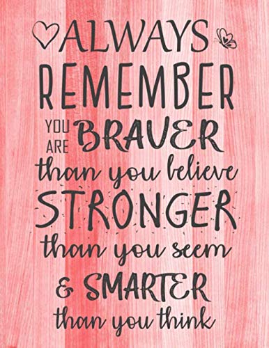 Product Cover Always Remember You are Braver than you believe - Stronger than you seem & Smarter thank you think: Inspirational Journal - Notebook to Write In for ... Journals - Notebooks for Women & Girls)