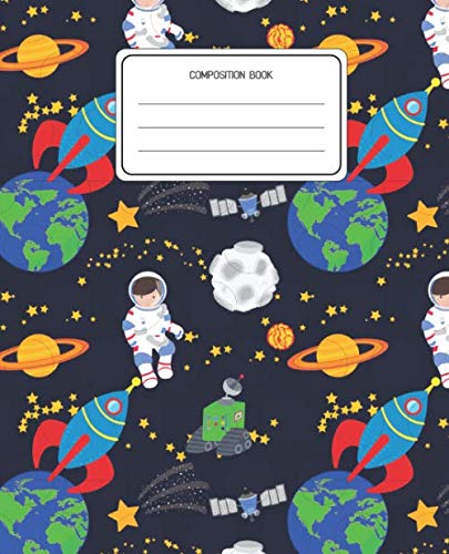Product Cover Composition Book: Space Pattern Composition Book Lined Wide Rule Notebook for Boys Kids Back to School Preschool Kindergarten and Elementary Grades K-2