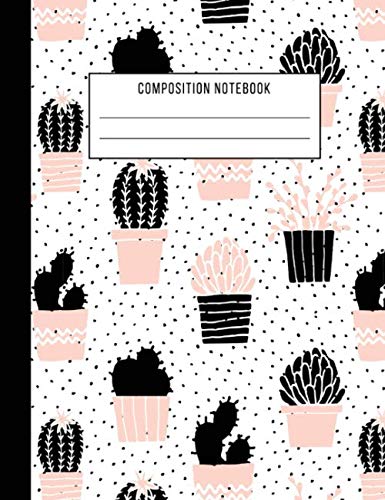 Product Cover Composition Notebook: One Subject School Exercise Book | Pink Cactus Dots (Wide Ruled - 100 Pages)