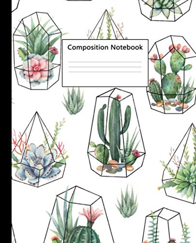 Product Cover Composition Notebook: Adorable Geometric Succulents & Cacti Wide Ruled Journal & Notebook for Students, Kids & Teens | Pretty Cactus Blank Wide Lined ... for School & College for Writing and Notes.