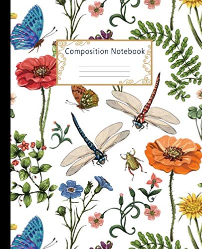 Product Cover Composition Notebook: Wide Ruled Lined Paper Notebook Journal: Pretty Botanical of Provence style Workbook for Girls Kids Teens Students for Back to School and Home College Writing Notes