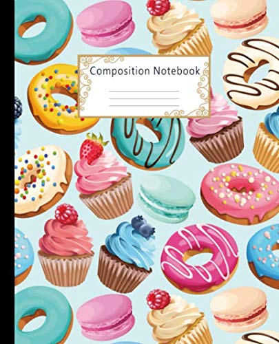 Product Cover Composition Notebook: Wide Ruled Lined Paper Notebook Journal: Pretty Colorful Donuts Workbook for Girls Kids Teens Students for Back to School and Home College Writing Notes