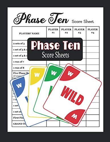 Product Cover Phase Ten Score Sheets: Phase 10 Card Game