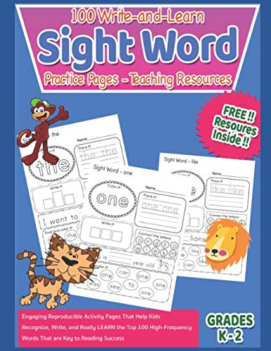 Product Cover 100 Write-and-Learn Sight Word Practice Pages - Teaching Resources: Engaging Reproducible Activity Pages That Help Kids Recognize, Write, and Really ... to Reading Success (Kindergarten Workbook)
