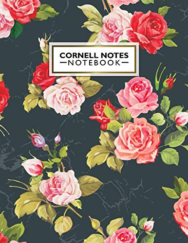 Product Cover Cornell Notes Notebook: Cute Floral Cornell Note Paper Notebook. Nifty Red Roses Large College Ruled Medium Lined Journal Note Taking System for School and University.