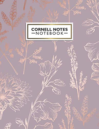 Product Cover Cornell Notes Notebook: Pretty Metallic Rose Gold Cornell Note Paper Notebook. Cute Girly Large College Ruled Medium Lined Journal Note Taking System for School and University.