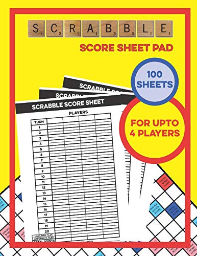 Product Cover Scrabble Score Sheet Pad - 100 Sheets - For Upto 4 Players: 100 Score Sheets & 1 Player Scoreboard