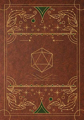 Product Cover RPG journal: Mixed paper: Ruled, graph, hex: For role playing gamers: Notes, tracking, mapping, terrain plans: Vintage brown dice deco cover design