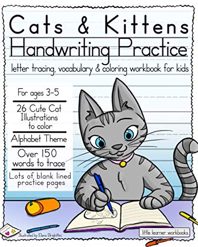 Product Cover Cats & Kittens Handwriting Practice: Letter tracing, Vocabulary and Coloring Workbook for Kids (Little Learner Workbooks)