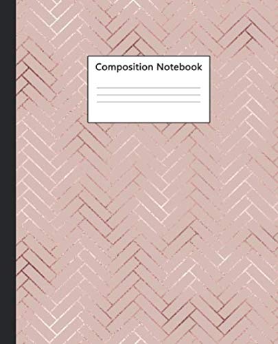 Product Cover Composition Notebook: Pretty Wide Ruled Paper Notebook Journal | Wide Blank Lined Workbook for Teens Kids Students Girls for Home School College for Writing Notes | Cute Rose Gold Geometric Pattern