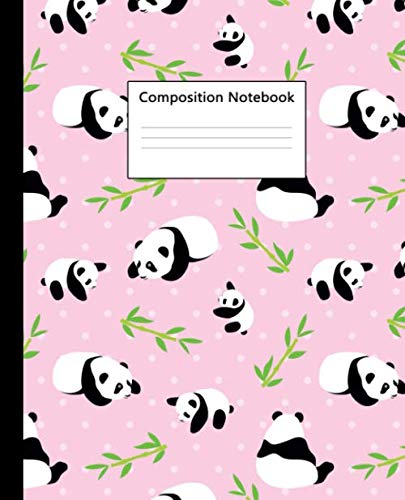 Product Cover Composition Notebook: Pretty Wide Ruled Paper Notebook Journal | Cute Baby Pink Bamboo & Panda Wide Blank Lined Workbook for Teens Kids Students Girls for Home School College for Writing Notes.
