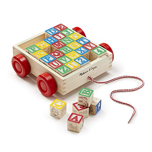 Product Cover Melissa & Doug Classic ABC Wooden Block Cart (Educational Toy With 30 Solid Wood Blocks, Great Gift for Girls and Boys - Best for 2, 3, 4, and 5 Year Olds)