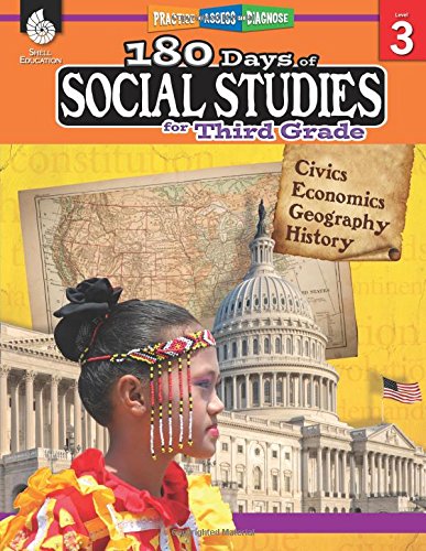 Product Cover 180 Days of Social Studies: Grade 3 - Daily Social Studies Workbook for Classroom and Home, Cool and Fun Civics Practice, Elementary School Level History Activities Created by Teachers