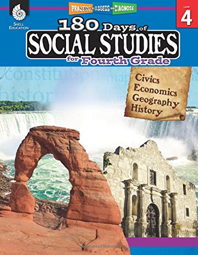 Product Cover 180 Days of Social Studies: Grade 4 - Daily Social Studies Workbook for Classroom and Home, Cool and Fun Civics Practice, Elementary School Level ... by Teachers (180 Days of Practice, Level 4)