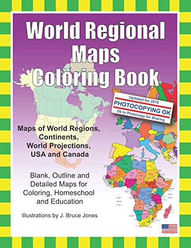 Product Cover World Regional Maps Coloring Book: Maps of World Regions, Continents, World Projections, USA and Canada