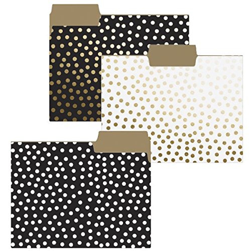 Product Cover Graphique Gold Dots File Folder Set - File Set Includes 9 Folders with 3 Unique Polka Dot Designs, Embellished w/ Gold Foil on Durable Triple-Scored Coated Cardstock, 11.75