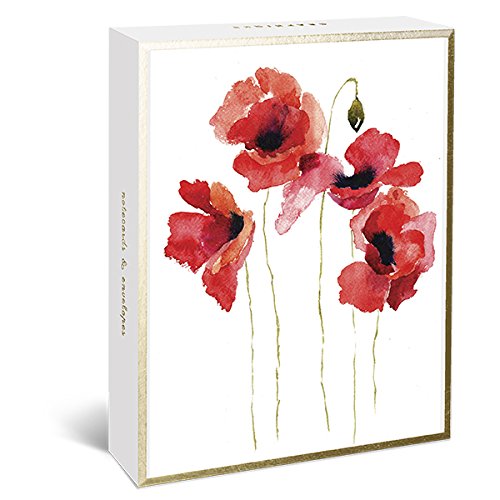 Product Cover Graphique Watercolor Floral Assorted Boxed Notecards, 20 Embellished Gold Foil Flower Cards on Coated Durable Cardstock, with 4 Designs, Matching Envelopes and Storage Box, 4.25