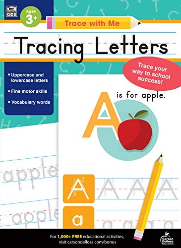 Product Cover Carson Dellosa - Tracing Letters Activity Book for Toddlers, Grade PK, K, 1st, 2nd Grade, Paperback, 128 Pages, Ages 3+ (Trace with Me)