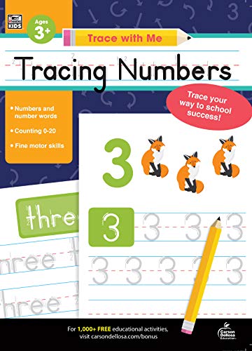 Product Cover Carson Dellosa - Tracing Numbers Activity Book for Toddlers, Grade PK, K, Grade 1 Paperback, 128 Pages, Ages 3+ (Trace with Me)