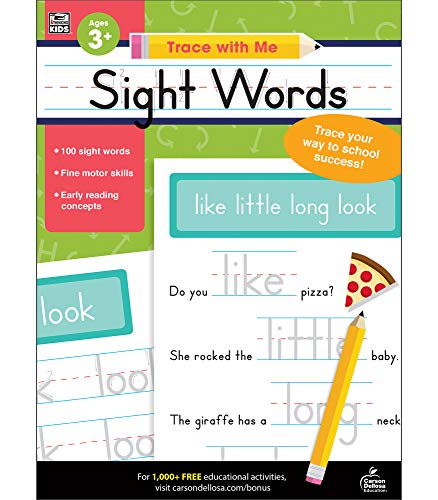 Product Cover Carson Dellosa - Sight Words Activity Book for PK, K, 1st, 2nd Grade, Paperback, 128 Pages, Ages 4+ (Trace with Me)