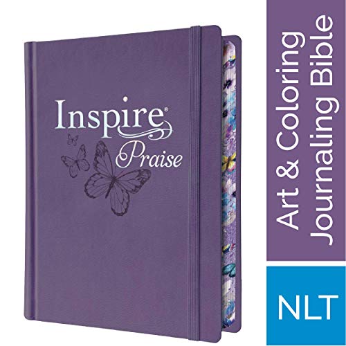 Product Cover Tyndale NLT Inspire PRAISE Bible (Hardcover LeatherLike, Purple): Inspire Coloring Bible-Over 500 Illustrations to Color, Creative Journaling Bible Space-Religious Gifts to Inspire Connection with God