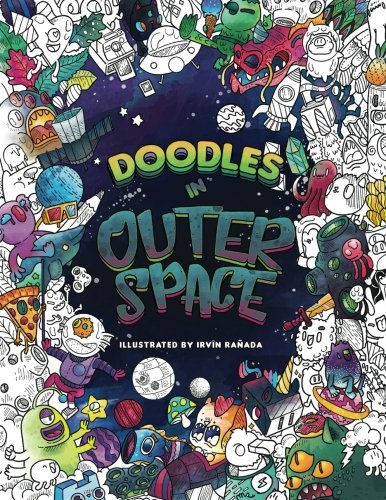 Product Cover Doodles in Outer Space - Adult Coloring Books: Relax on an Intergalactic Journey through the Universe