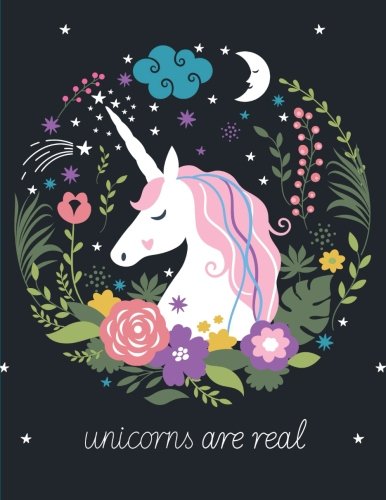 Product Cover Unicorns Are Real: Unicorn Flowers Notebook (Composition Book, Journal) (8.5 x 11 Large)