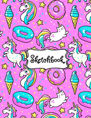 Product Cover Sketchbook: Cute Unicorn Kawaii Sketchbook for Girls with 100+ Pages of 8.5