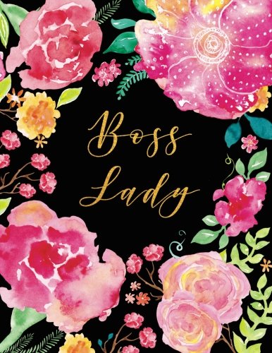 Product Cover Boss Lady (Journal, Diary, Notebook): Pink Black Floral Watercolor Journal, Large 8.5 x 11 Softcover (Boss Lady Gifts)
