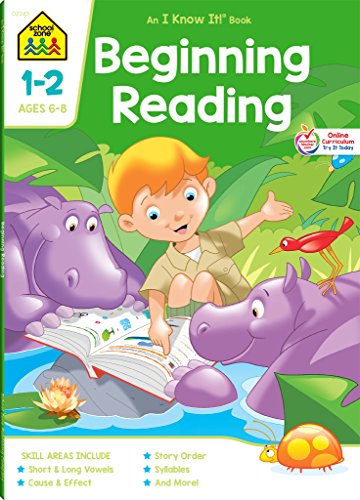 Product Cover School Zone - Beginning Reading Workbook - 64 Pages, Ages 6 to 8, Grades 1 to 2, Beginning & Ending Sounds, Vowels, Sequencing, and More (School Zone I Know It!® Workbook Series)